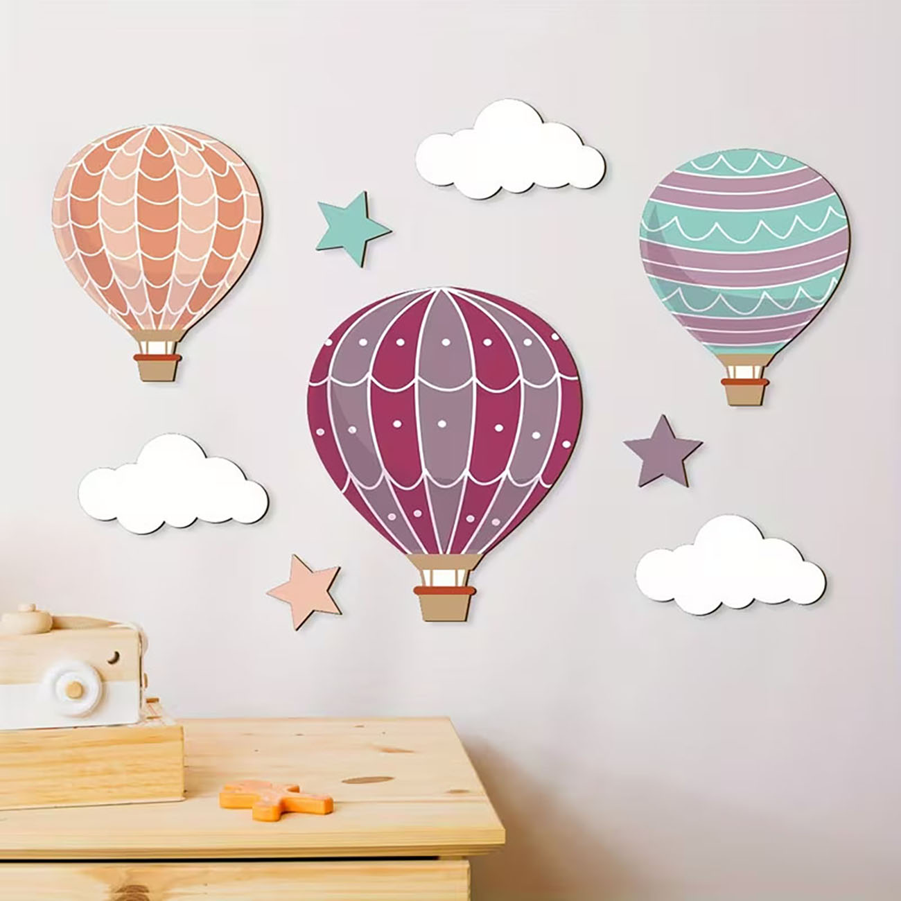 Woodworking For Beginners - Hot Air Balloon Cloud Star Wooden