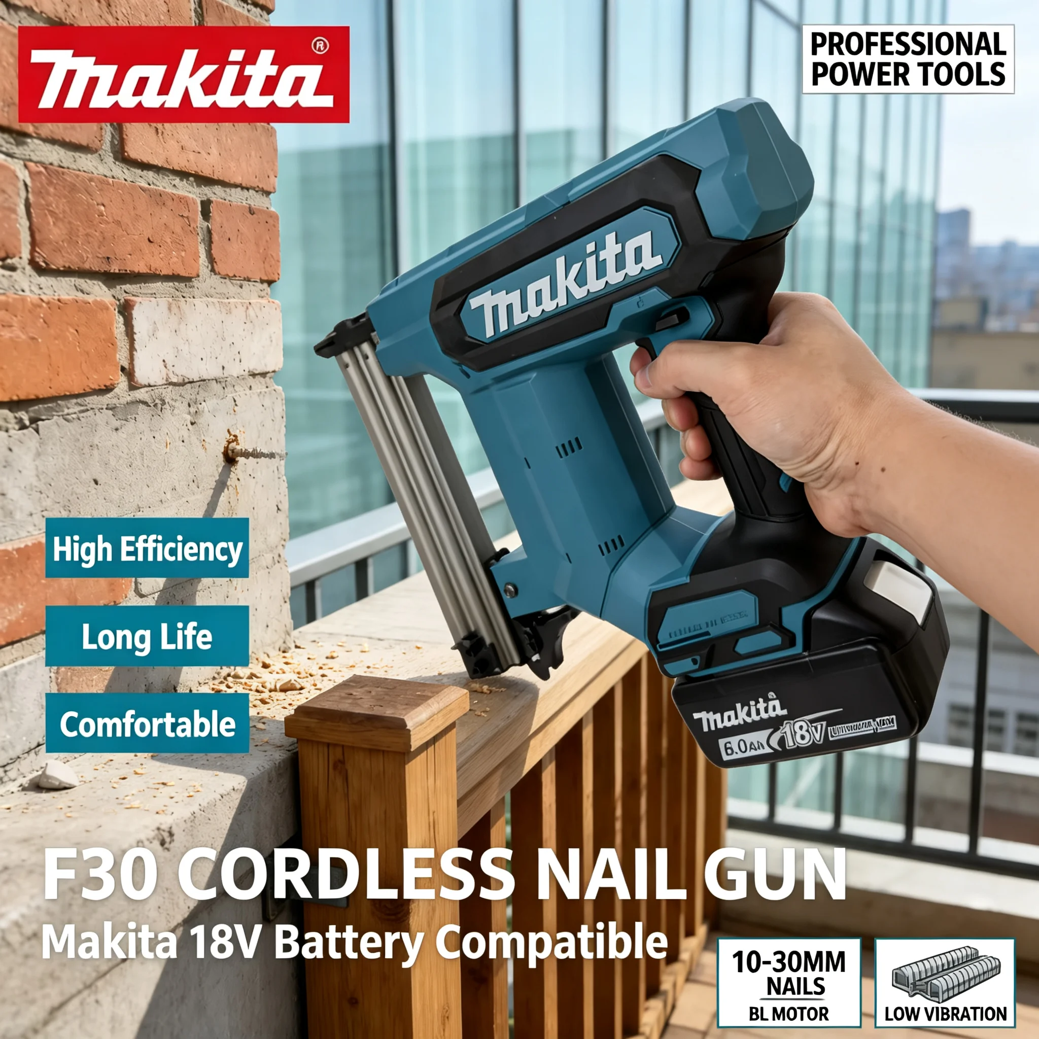 Makita F30 Cordless Electric N - Woodworking Nail Gun recension och pris