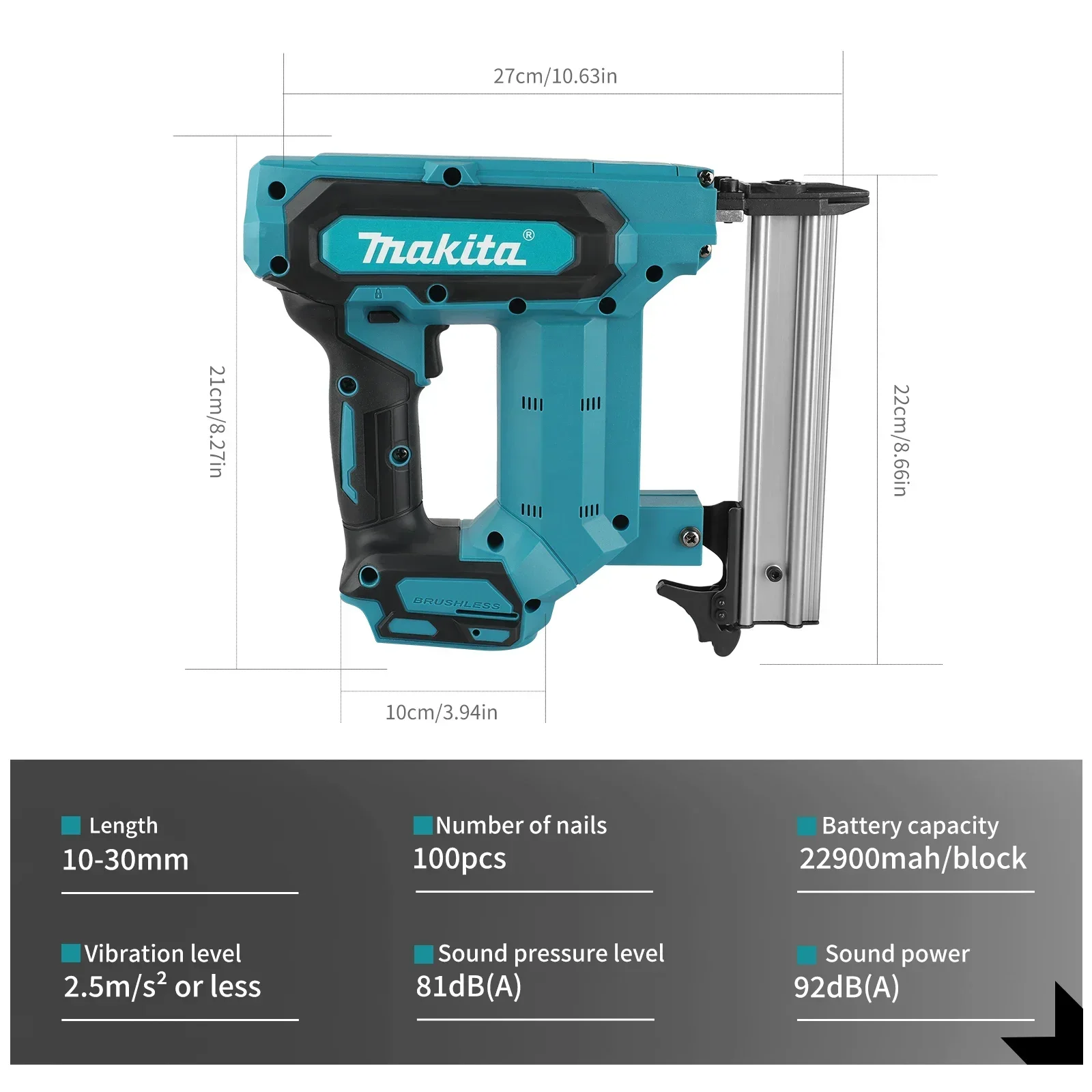 Makita F30 Cordless Electric N - Woodworking Nail Gun recension och pris