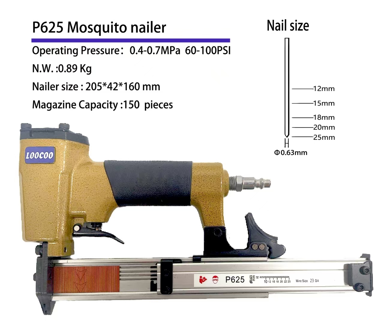 P625 23Ga Pneumatic Air Pin Na - Woodworking Nail Gun recension och pris